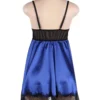 Nuisette en satin bleu et dentelle noire (4) Nuisette en satin bleu et dentelle noire