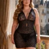 Nuisette moulante léopard noir (4) Nuisette moulante léopard noir