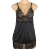 Nuisette noire en satin et dentelle graphique (2) Nuisette noire en satin et dentelle graphique