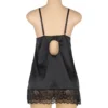 Nuisette noire en satin et dentelle graphique (3) Nuisette noire en satin et dentelle graphique