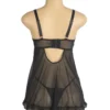 Nuisette noire et broderies roses (3) Nuisette noire et broderies roses