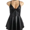 Nuisette noire évasée effet cuir mat (6) Nuisette noire évasée effet cuir mat
