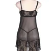 Nuisette noire évasée en voile transparent (2) Nuisette noire évasée en voile transparent