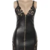 Nuisette noire zippée effet cuir et dentelle (6) Nuisette noire zippée effet cuir et dentelle