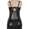 Nuisette noire zippée effet cuir et dentelle (7) Nuisette noire zippée effet cuir et dentelle
