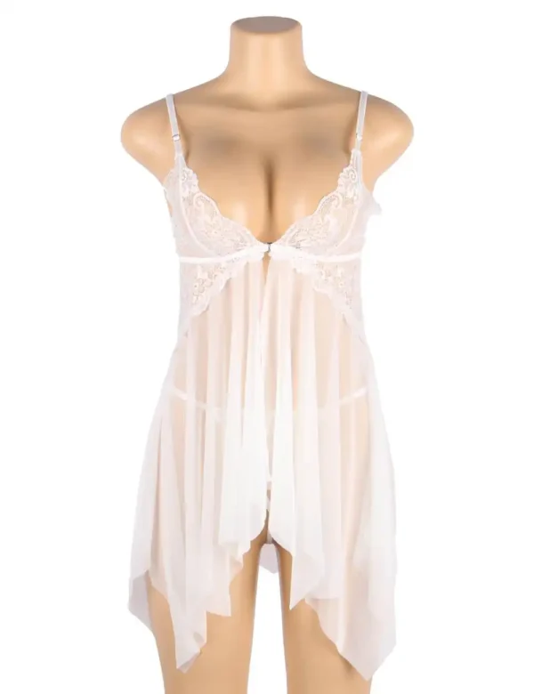 Nuisette ouverte blanche transparente (4) Nuisette ouverte blanche transparente