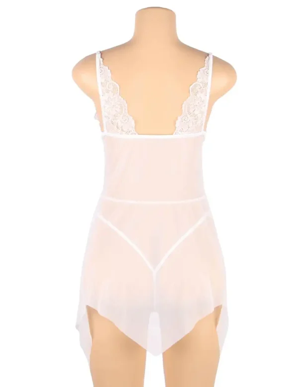 Nuisette ouverte blanche transparente (5) Nuisette ouverte blanche transparente