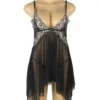 Nuisette ouverte noire et dentelle blanche (2) Nuisette ouverte noire et dentelle blanche