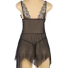 Nuisette ouverte noire et dentelle blanche (3) Nuisette ouverte noire et dentelle blanche