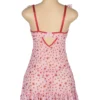 Nuisette rose motifs coeurs rouges (3) Nuisette rose motifs cœurs rouges