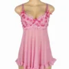 Nuisette rose pastel et broderies blanches (3) Nuisette rose pastel et broderies blanches