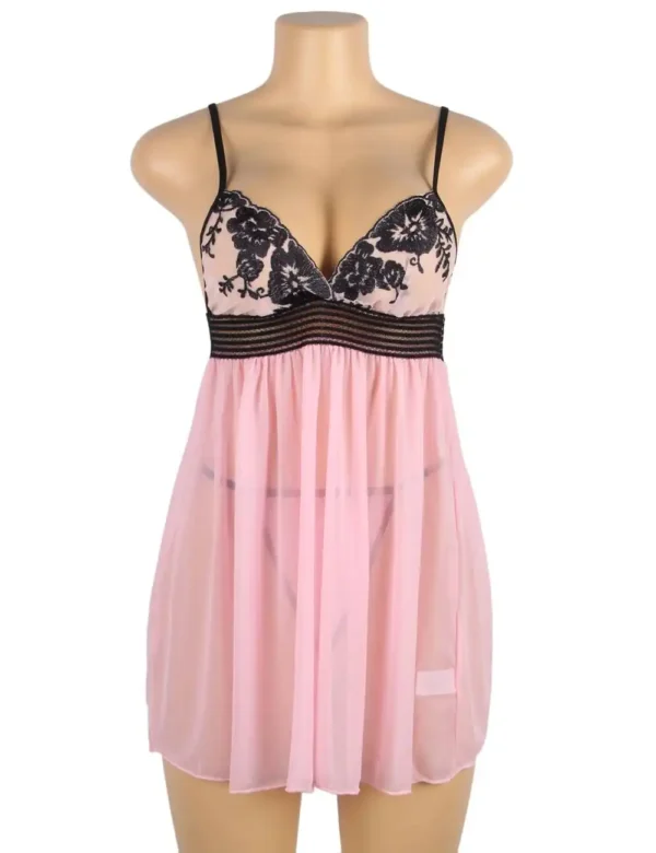 Nuisette rose voile transparent