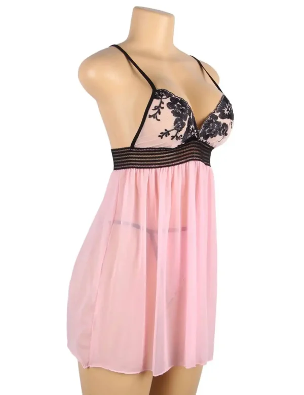 Nuisette rose voile transparent