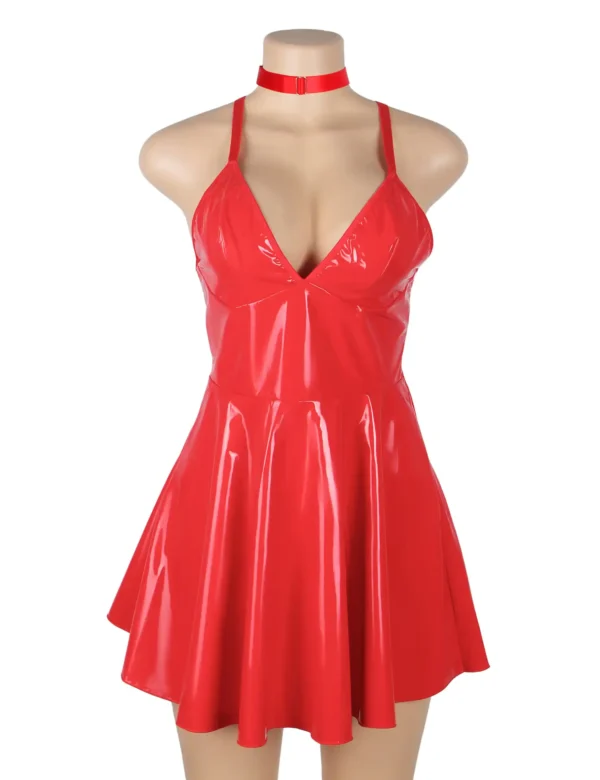 Nuisette rouge effet cuir brillant (2) Nuisette rouge effet cuir brillant
