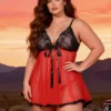 Nuisette rouge et noire à sequins grande taille (3) Nuisette rouge et noire à sequins