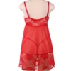 Nuisette rouge évasée en dentelle (arrière) Nuisette rouge évasée en dentelle