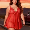 Nuisette rouge large à sequins (2) Nuisette rouge large à sequins