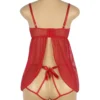 Nuisette rouge ouverte et string sexy (4) Nuisette rouge ouverte et string sexy