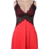 Nuisette satinée rouge et dentelle noire (3) Nuisette satinée rouge et dentelle noire