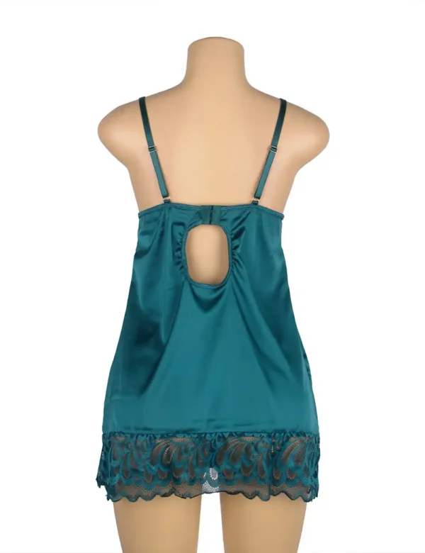 Nuisette vert canard en satin et dentelle (4) Nuisette vert canard en satin et dentelle