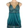 Nuisette vert canard en satin et dentelle (5) Nuisette vert canard en satin et dentelle