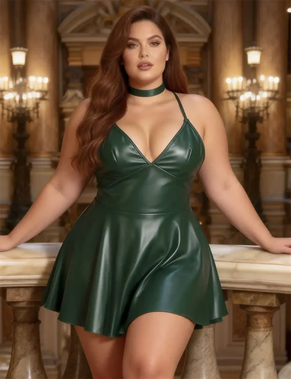 Nuisette verte évasée effet cuir mat (1) Nuisette verte évasée effet cuir mat
