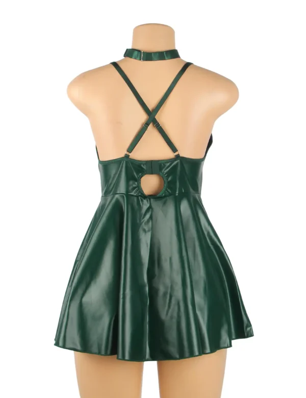 Nuisette verte évasée effet cuir mat (6) Nuisette verte évasée effet cuir mat