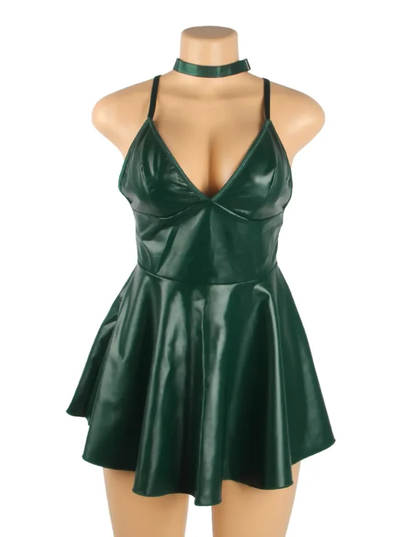 Nuisette verte évasée effet cuir mat (7) Nuisette verte évasée effet cuir mat