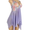 Nuisette violet lavande à pointes et dentelle florale (3) Nuisette violet lavande à pointes et dentelle florale