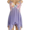 Nuisette violet lavande à pointes et dentelle florale (4) Nuisette violet lavande à pointes et dentelle florale