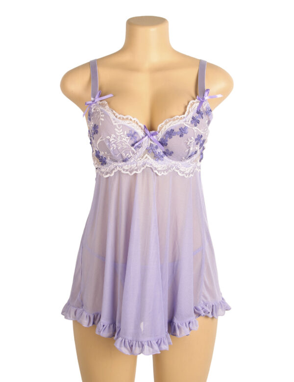 Nuisette violet pastel et broderies blanches (8) Nuisette violet pastel et broderies blanches