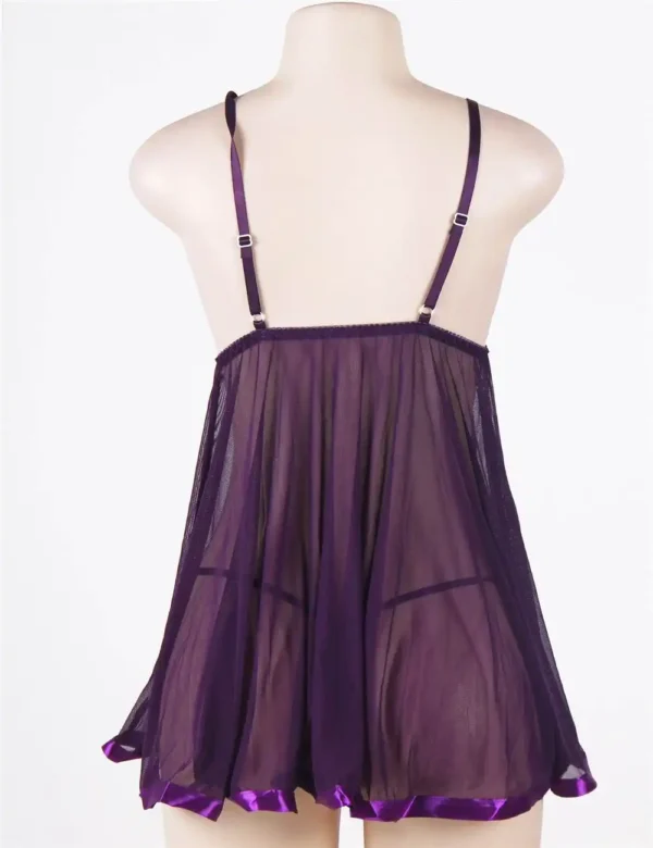 Nuisette violette évasée et sequins brillants (1) Nuisette violette évasée et sequins brillants