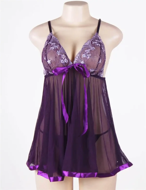 Nuisette violette évasée et sequins brillants (2) Nuisette violette évasée et sequins brillants