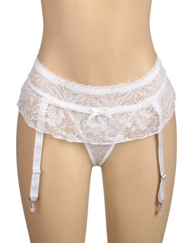 Porte-jarretelles blanc en dentelle transparente (3) Porte-jarretelles blanc en dentelle transparente