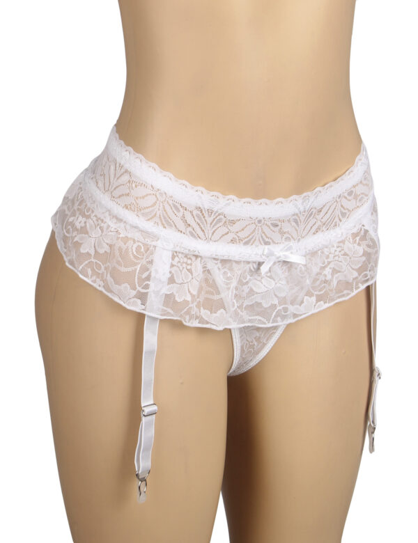 Porte-jarretelles blanc en dentelle transparente (4) Porte-jarretelles blanc en dentelle transparente
