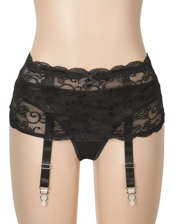 Porte-jarretelles noir en dentelle florale (3) Porte-jarretelles noir en dentelle florale