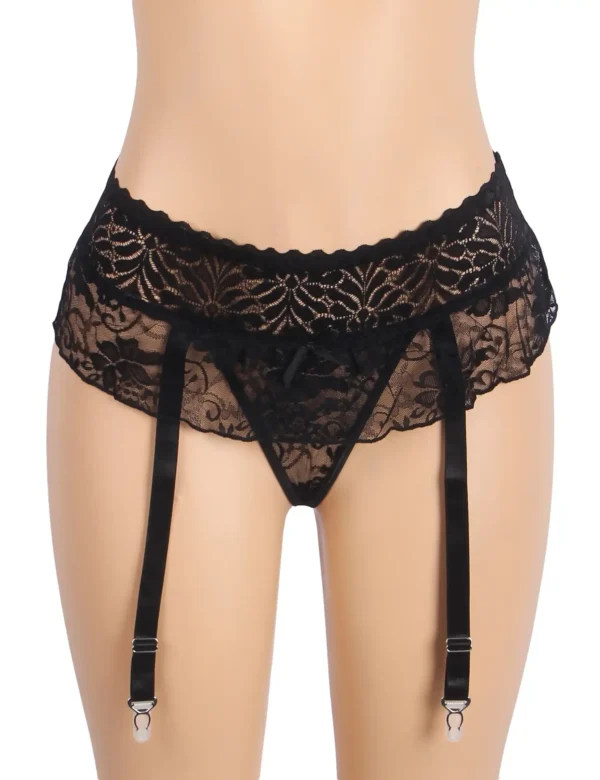 Porte-jarretelles noir en dentelle transparente (3) Porte-jarretelles noir en dentelle transparente
