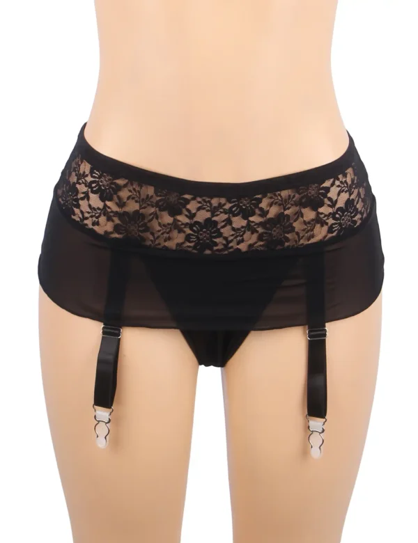 Porte-jarretelles noir voile sensuel (3) Porte-jarretelles noir voile sensuel