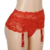 Porte-jarretelles rouge en dentelle florale (3) Porte-jarretelles rouge en dentelle florale