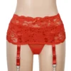 Porte-jarretelles rouge en dentelle florale (4) Porte-jarretelles rouge en dentelle florale