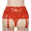 Porte-jarretelles rouge en dentelle florale (5) Porte-jarretelles rouge en dentelle florale