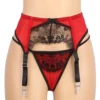 Porte jarretelles rouge et dentelle noire (4) Porte jarretelles rouge et dentelle noire