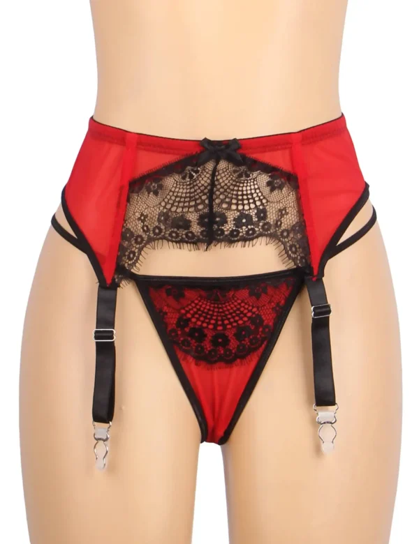 Porte jarretelles rouge et dentelle noire (4) Porte jarretelles rouge et dentelle noire
