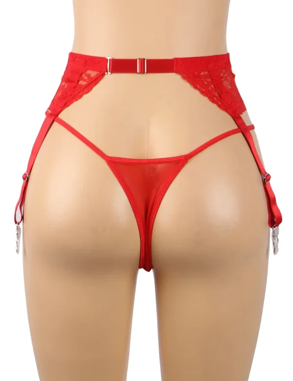 Porte jarretelles rouge grande taille en dentelle (2) Porte jarretelles rouge grande taille en dentelle