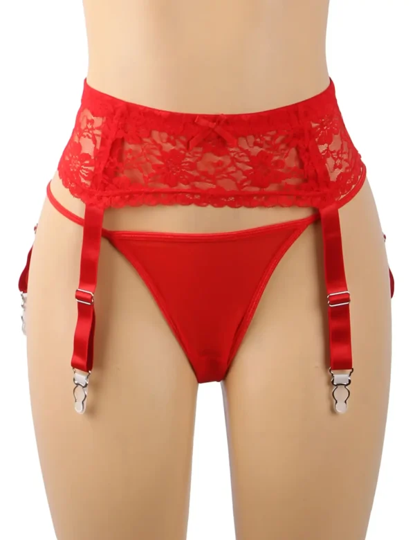 Porte jarretelles rouge grande taille en dentelle (3) Porte jarretelles rouge grande taille en dentelle