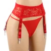 Porte jarretelles rouge grande taille en dentelle (4) Porte jarretelles rouge grande taille en dentelle