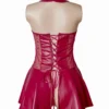 Robe cuir rouge dos lacé et jarretelles (5) Robe cuir rouge dos lacé et jarretelles