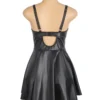 Robe noire effet cuir coupe évasée (4) Robe noire effet cuir coupe évasée
