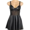 Robe noire effet cuir coupe évasée (5) Robe noire effet cuir coupe évasée