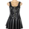 Robe noire effet cuir mat zippée (5) Robe noire effet cuir mat zippée